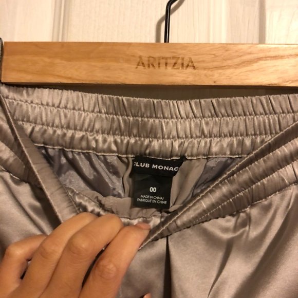 Club Monaco Silver Silk Pants - Picture 3 of 5